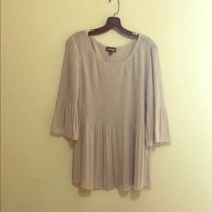 Tan -taupe silk blouse size medium but fits Large